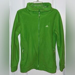 Adidas Women's Lime Green Fleece Jacket Cowl Neck Size M